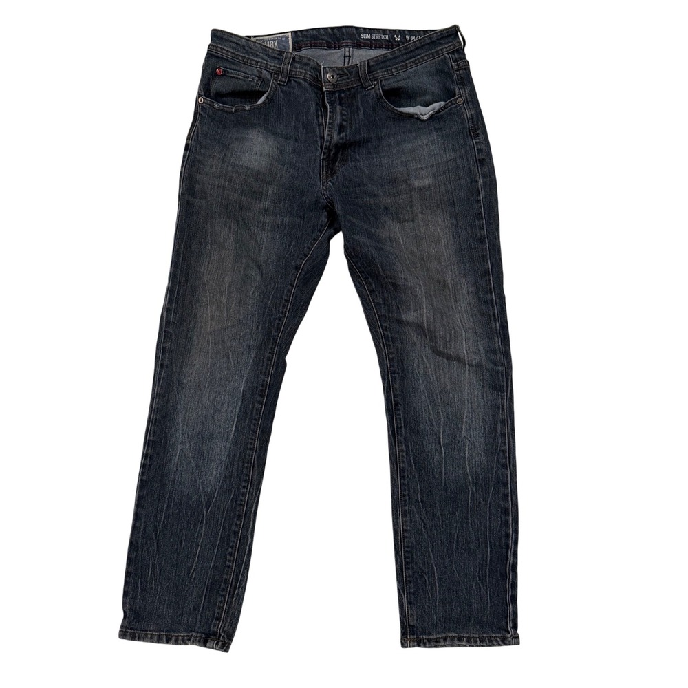MBX Premium Apparel Grunge Mens Slim Stretch Jeans Dark Wash Denim W34 x L30